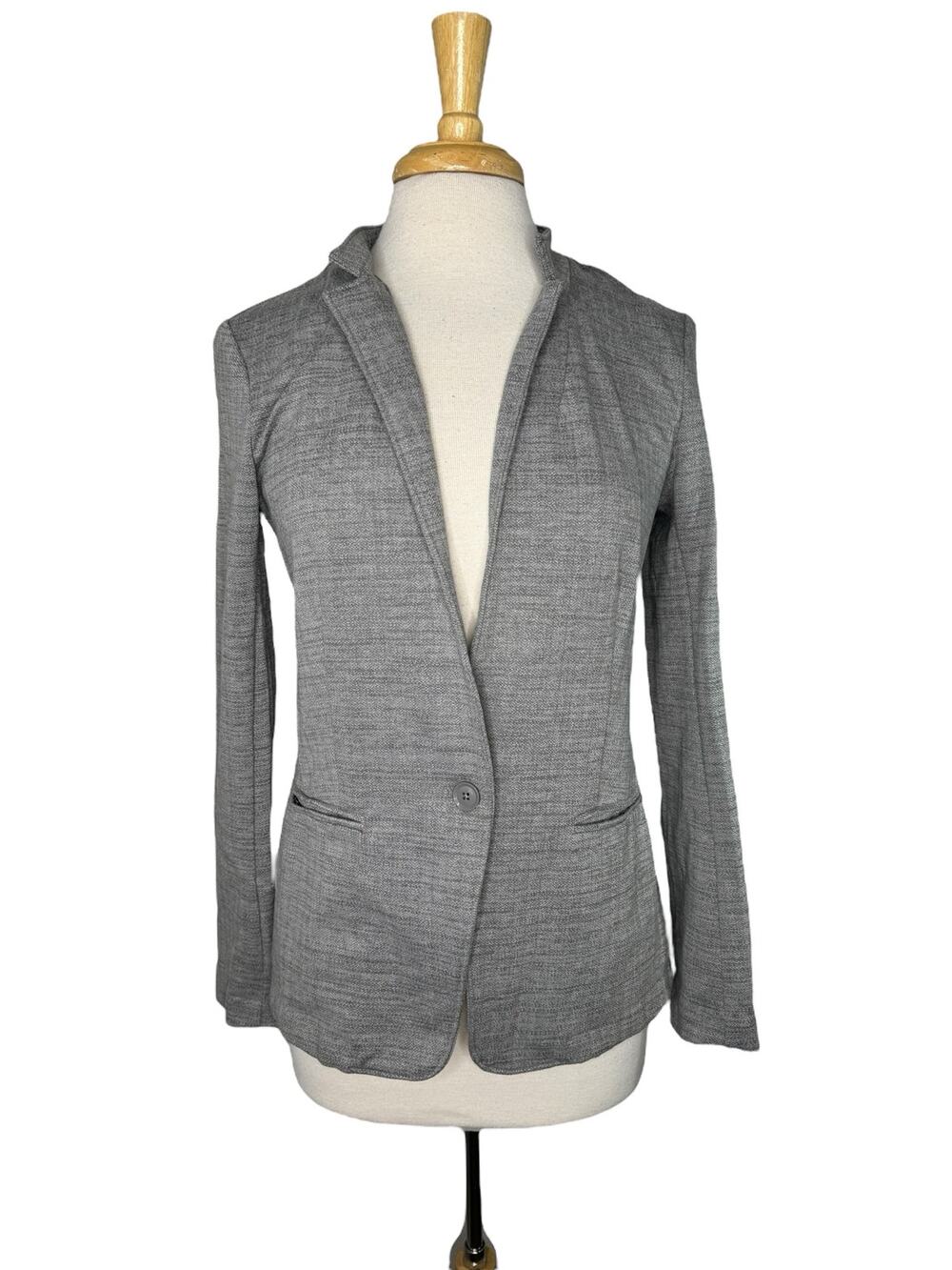 BANANA REPUBLIC Heather Gray Knit Blazer Jacket Size Small Womens Rayon Spandex
